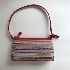 Liz Claiborne multi stripe bead/sequence purse